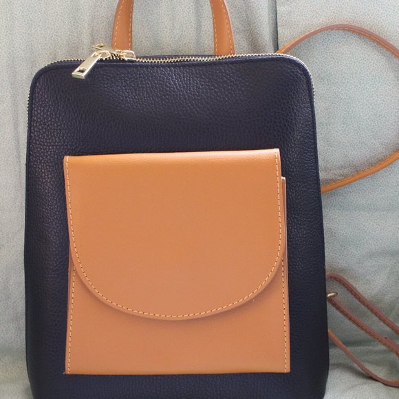 NWT Divina Firenze Pebble Leather Handbag Backpack Backp Made In Italy